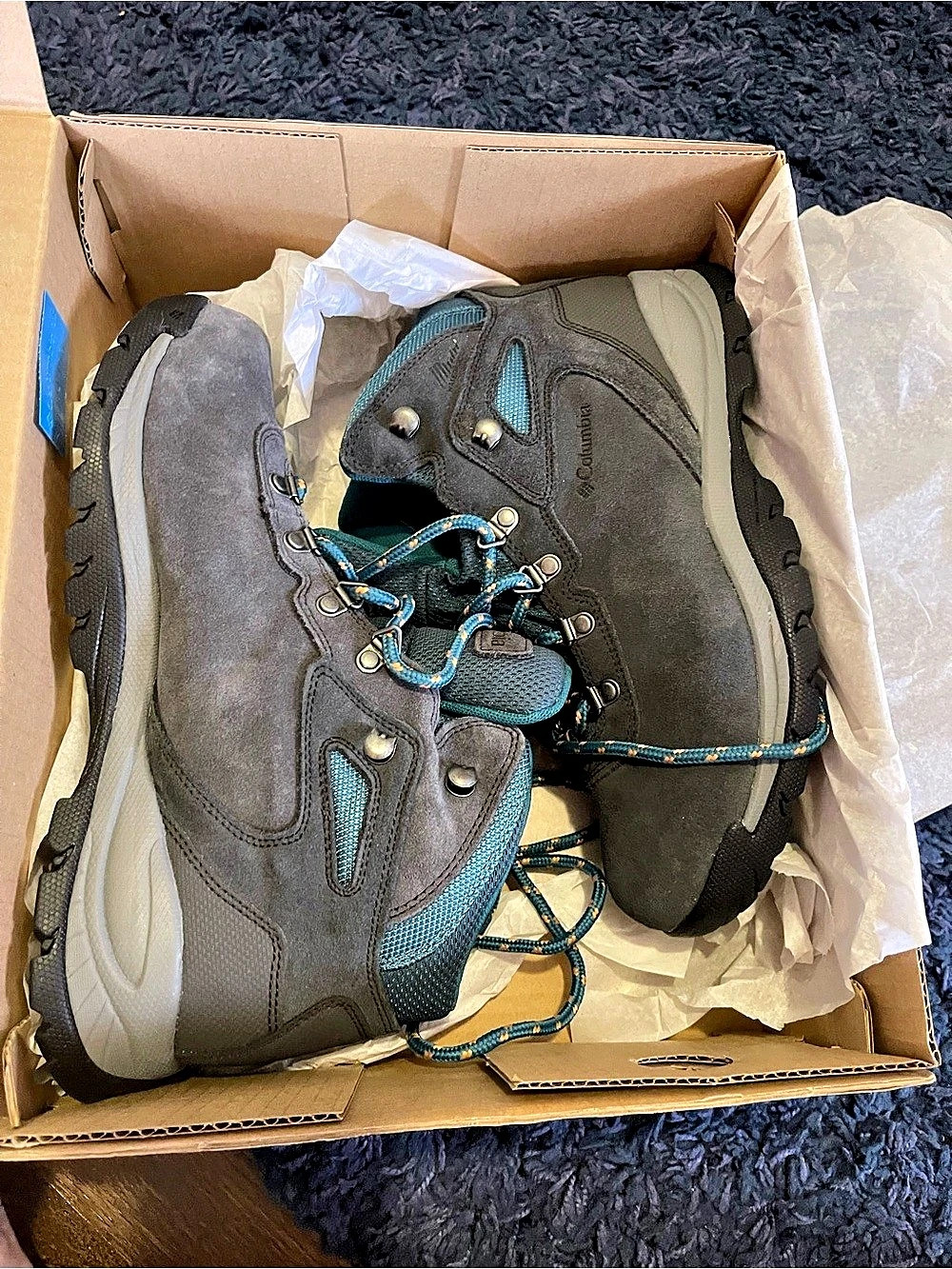 Columbia Newton Ridge Plus Waterproof Amped Hiking Boots Brown & Blue US 9.5